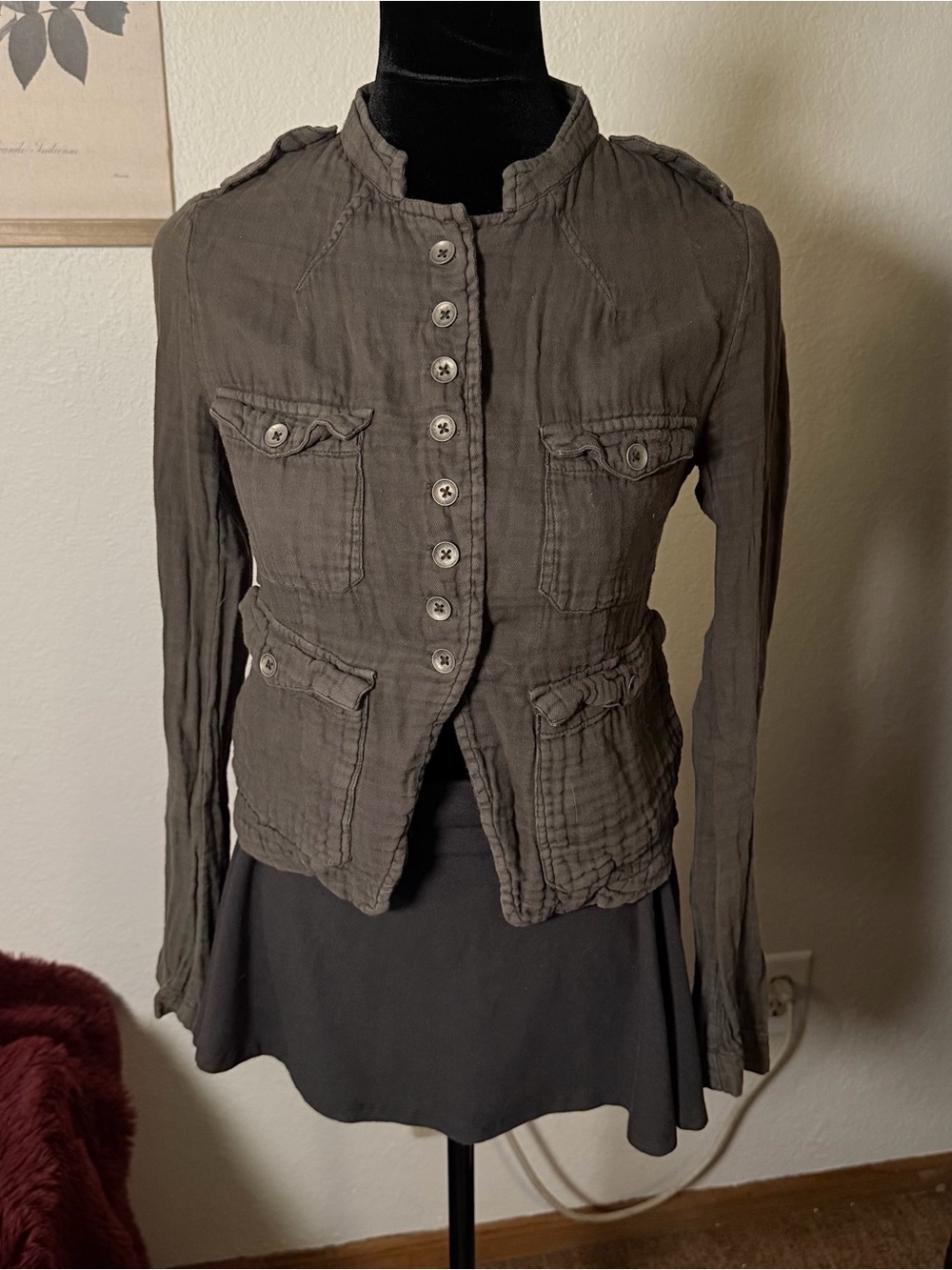 Gray Utility Button-Front Jacket